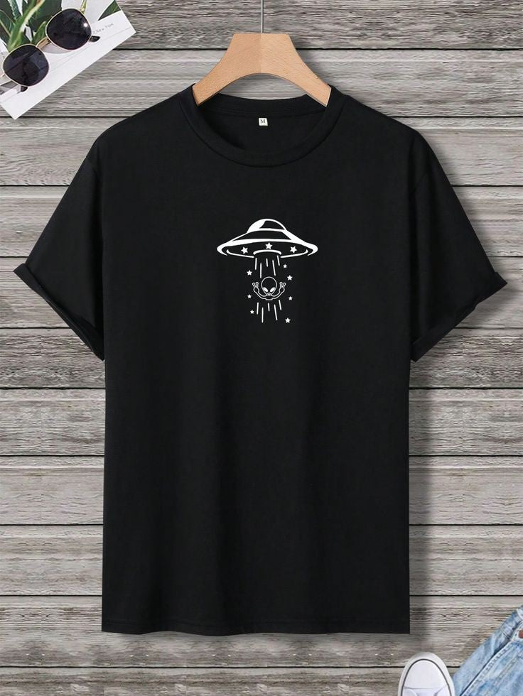 Mens Sticker Printed T-Shirt MMSPS111 - Black