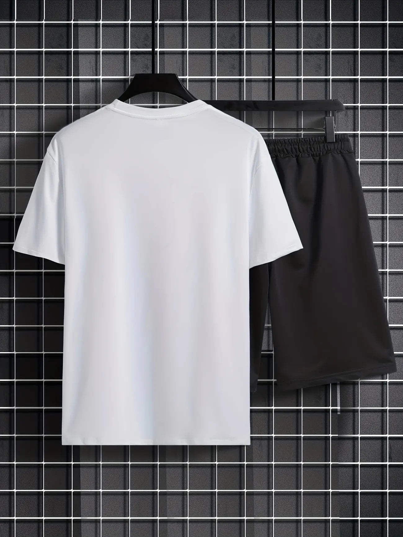 Mens Shorts and T-Shirt Summer Cotton Set - MMSS87 - White Black