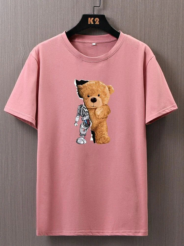 Mens Sticker Printed T-Shirt MMSPS14 - Pink