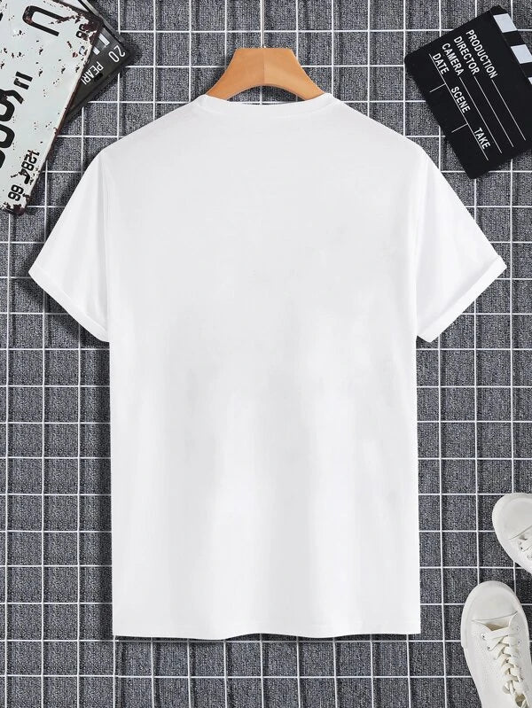 Mens Sticker Printed T-Shirt MMSPS38 - White