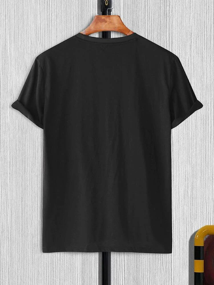 Mens Sticker Printed T-Shirt MMSPS28 - Black