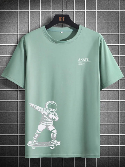 Mens Sticker Printed T-Shirt MMSPS82 - Mint Green