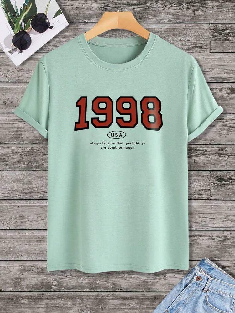 Mens Sticker Printed T-Shirt MMSPS13 - Mint Green