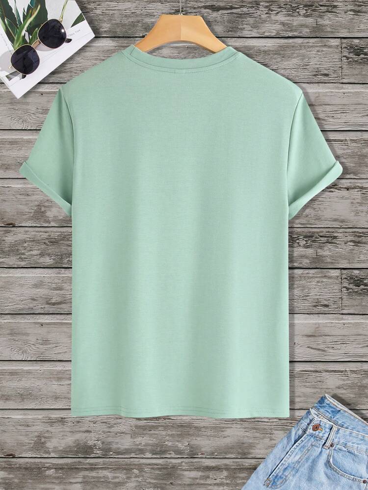 Mens Sticker Printed T-Shirt MMSPS13 - Mint Green