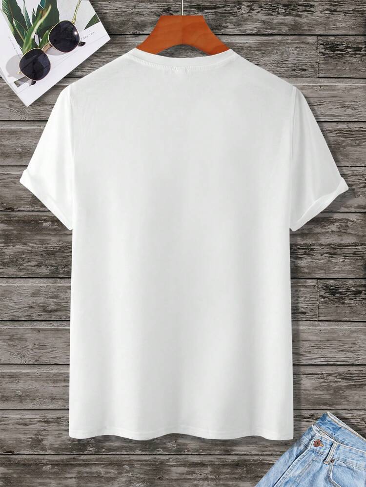 Mens Sticker Printed T-Shirt MMSPS13 - White