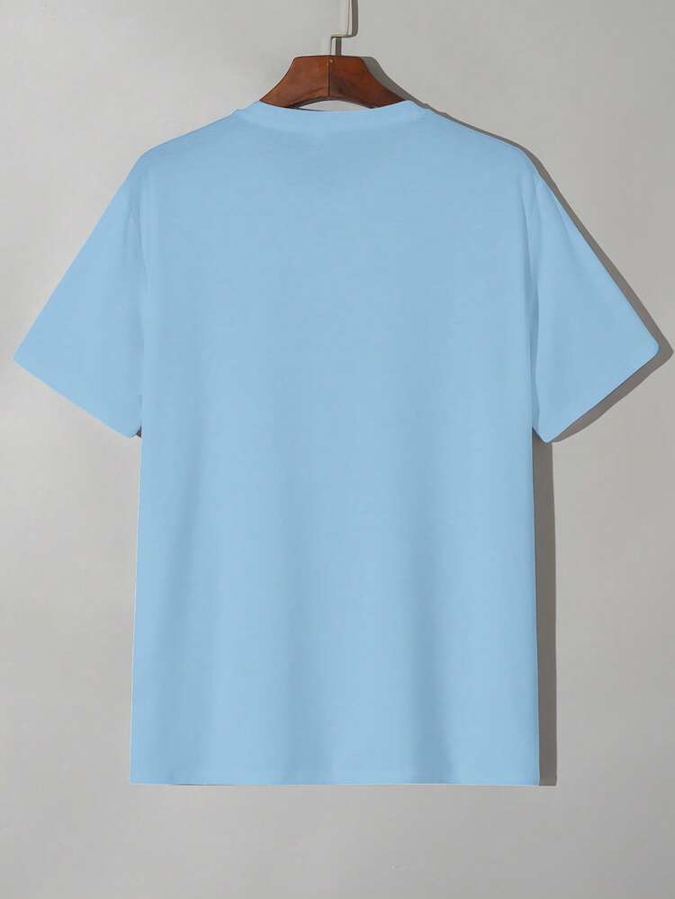 Mens Sticker Printed T-Shirt MMSPS15 - Light Blue