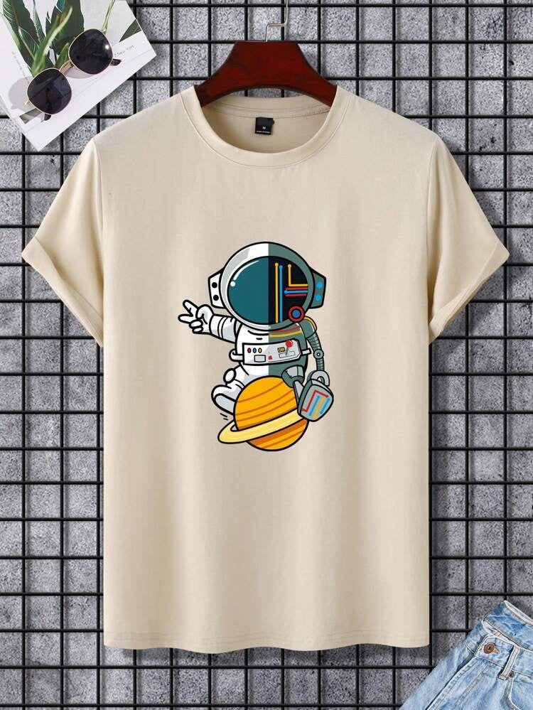 Mens Sticker Printed T-Shirt MMSPS25 - Cream