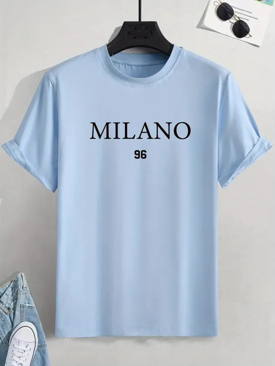 Mens Sticker Printed T-Shirt MMSPS73 - Light Blue