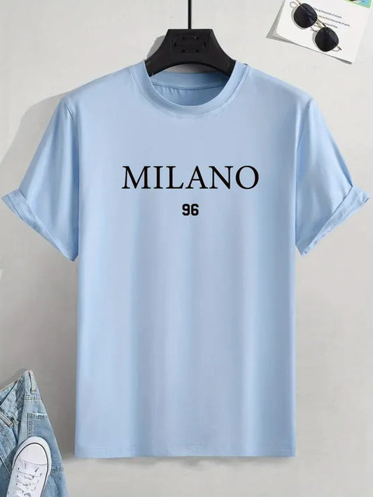 Mens Sticker Printed T-Shirt MMSPS73 - Light Blue