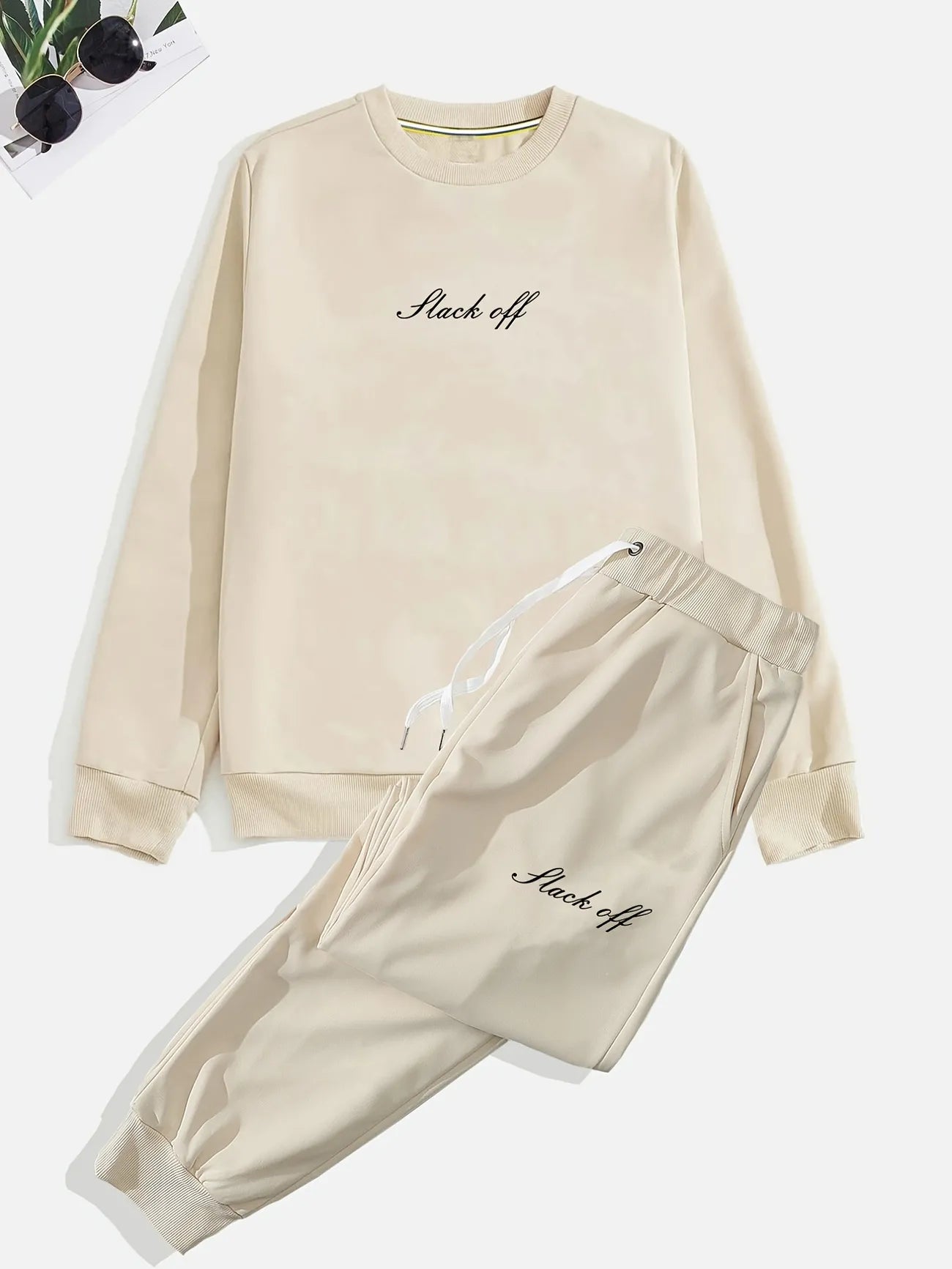 Winter Printed Sweatshirt and Pants Co Ord Set MIRWPCS14 - Cream Cream