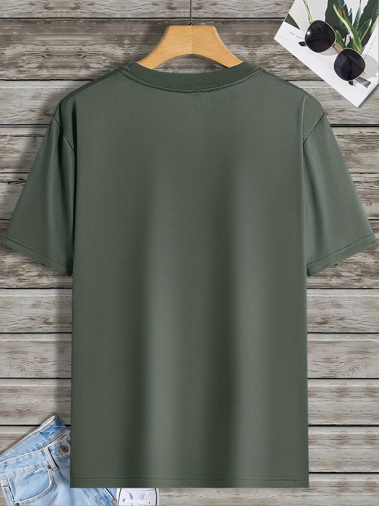 Mens Sticker Printed T-Shirt MMSPS81 - Olive Green