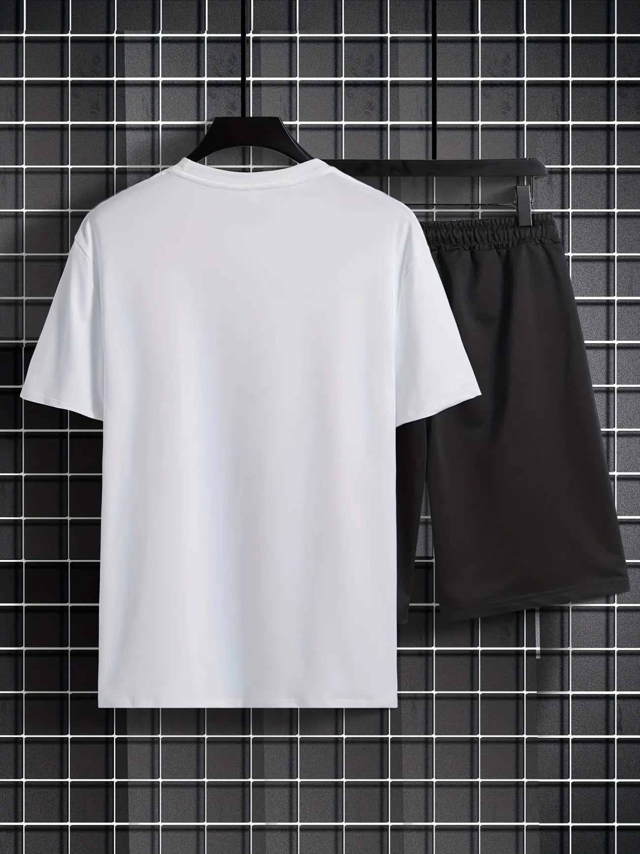 Mens Shorts and T-Shirt Summer Cotton Set - MMSS76 - White Black