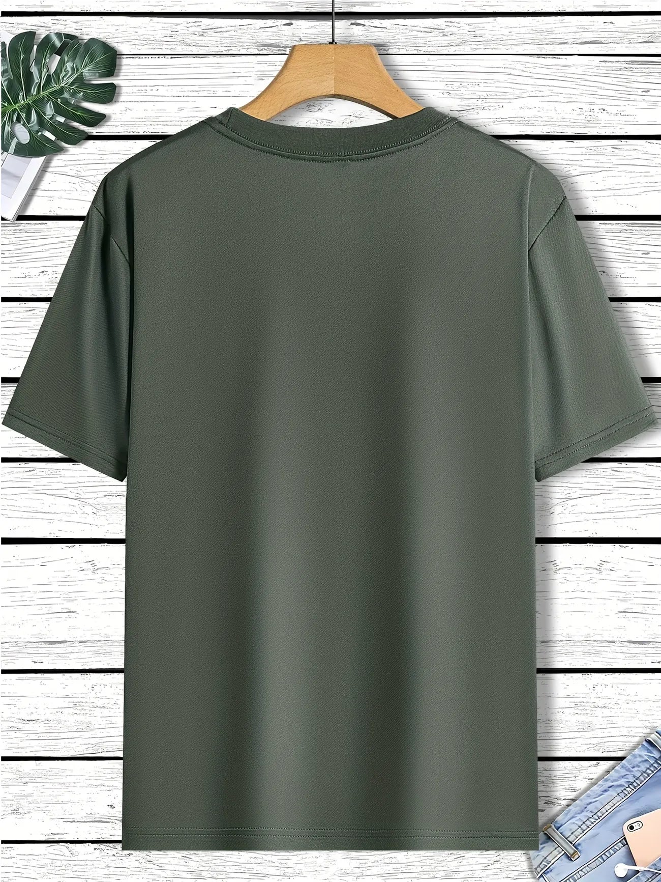 Mens Sticker Printed T-Shirt MMSPS79 - Olive Green