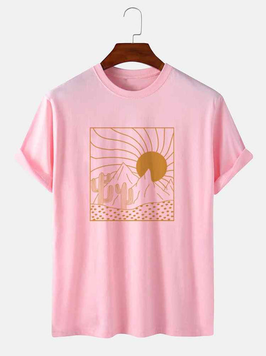 Mens Sticker Printed T-Shirt MMSPS4 - Pink