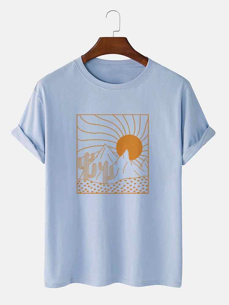 Mens Sticker Printed T-Shirt MMSPS4 - Light Blue