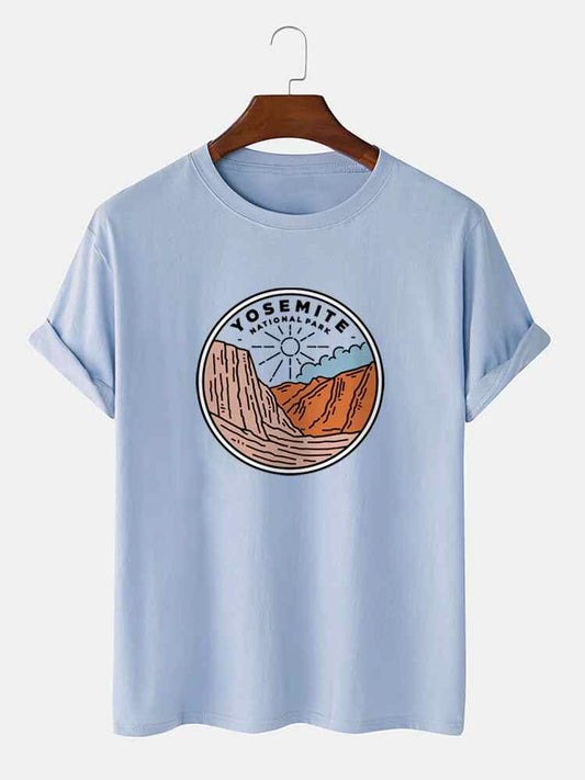 Mens Sticker Printed T-Shirt MMSPS3 - Light Blue