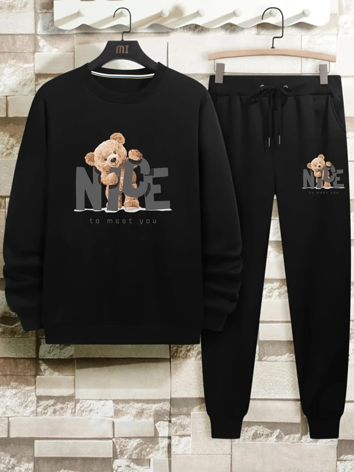 Winter Printed Sweatshirt and Pants Co Ord Set MIRWPCS11 - Black Black