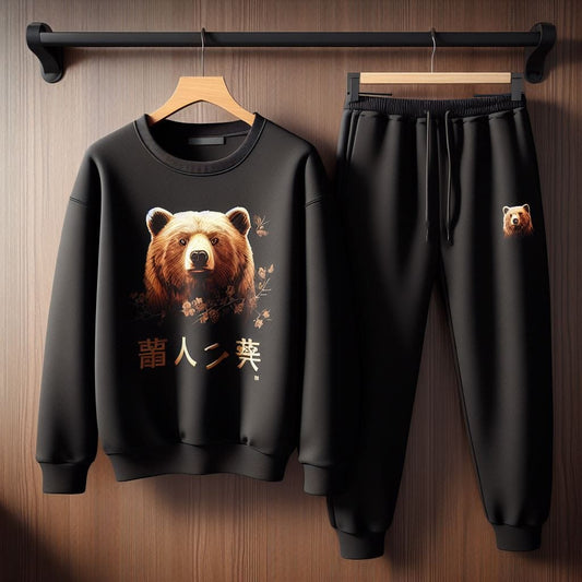 Winter Printed Sweatshirt and Pants Co Ord Set MIRWPCS37 - Black Black