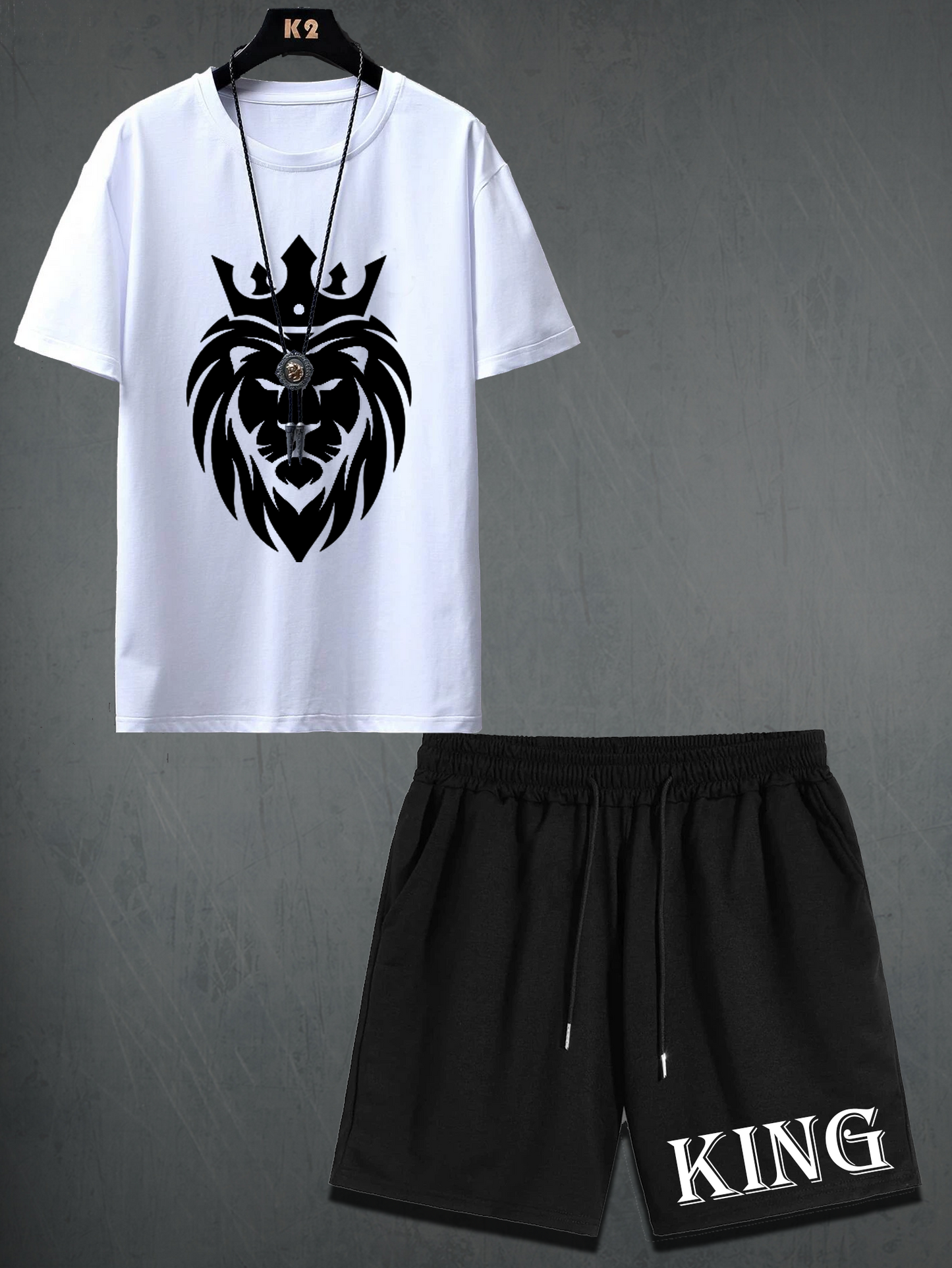 Mens Shorts and T-Shirt Summer Cotton Set - MMSS47 - White Black