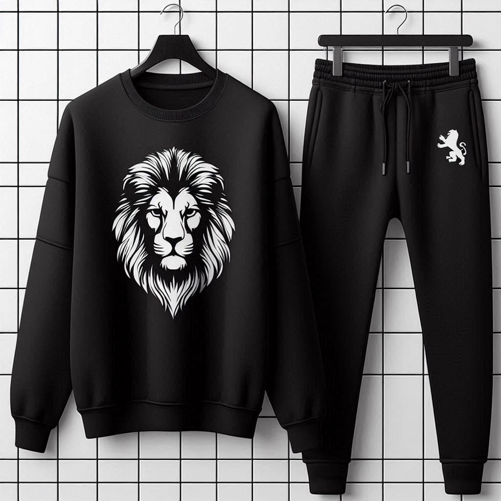 Winter Printed Sweatshirt and Pants Co Ord Set MIRWPCS48 - Black Black