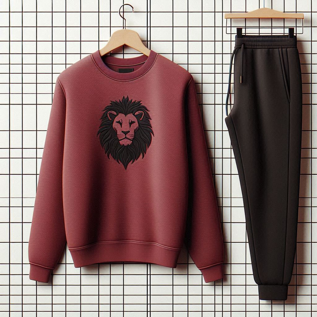 Winter Printed Sweatshirt and Pants Co Ord Set MIRWPCS55 - Maroon Black