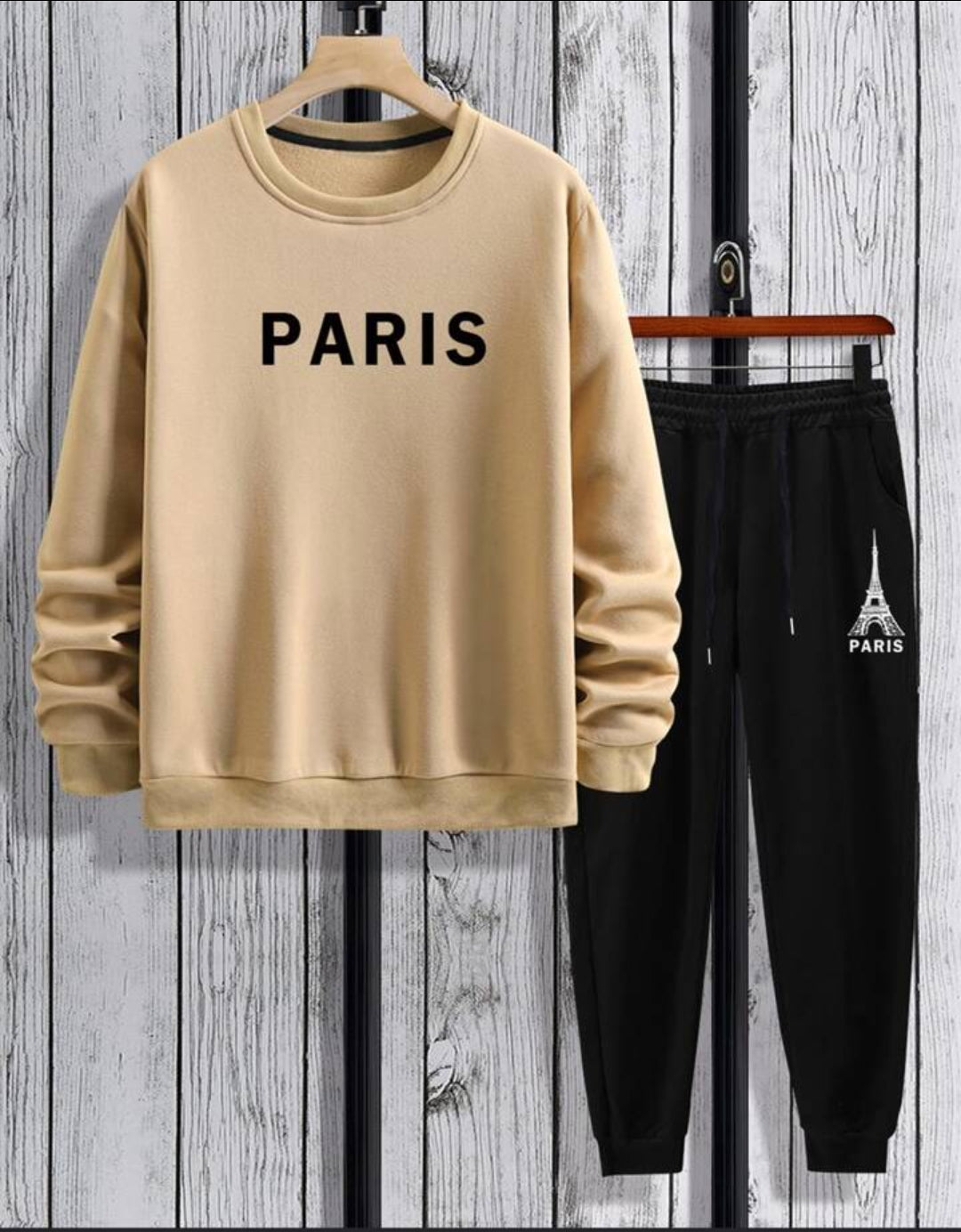 Winter Printed Sweatshirt and Pants Co Ord Set MIRWPCS25 - Cream Black