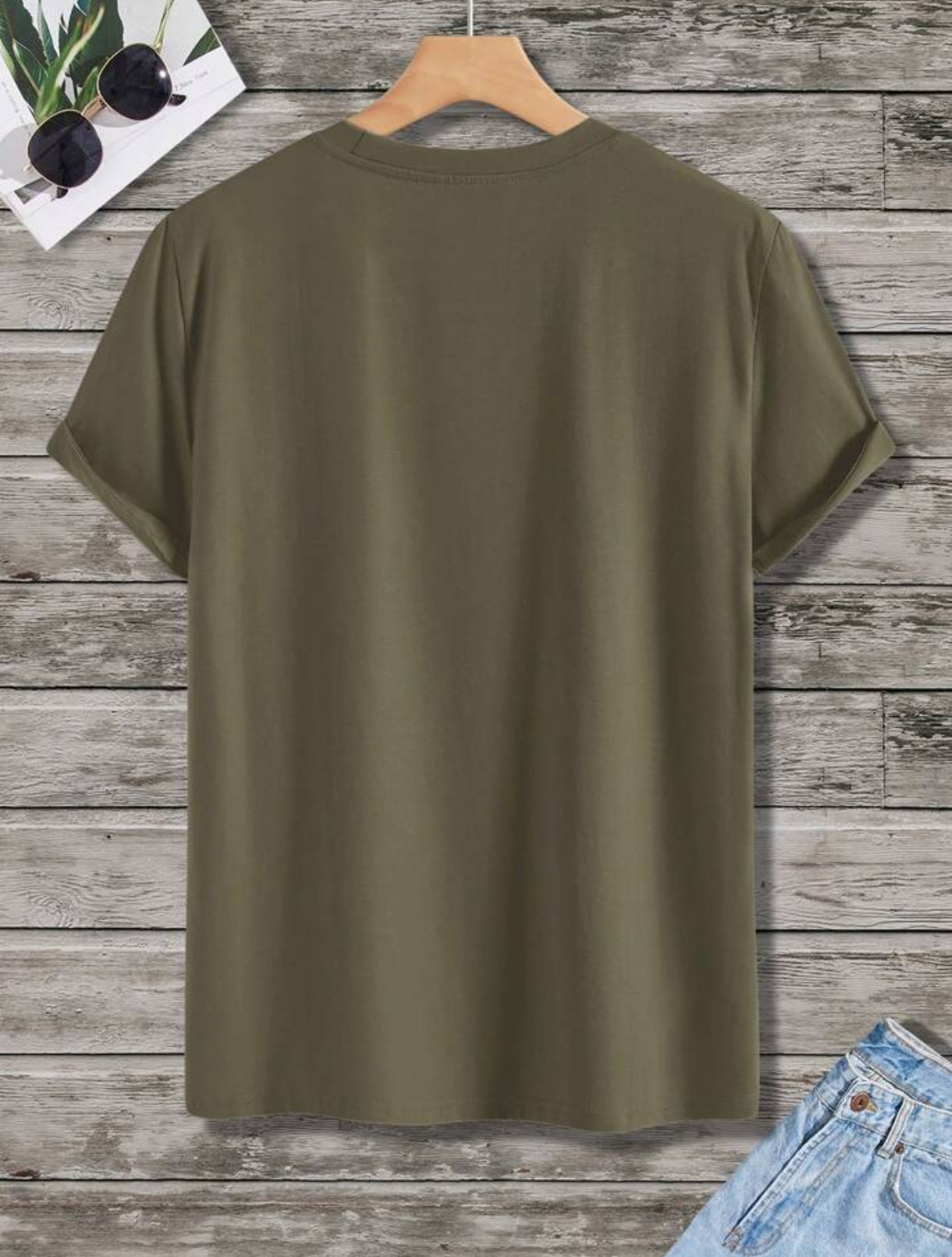 Mens Sticker Printed T-Shirt MMSPS208 - Olive Green