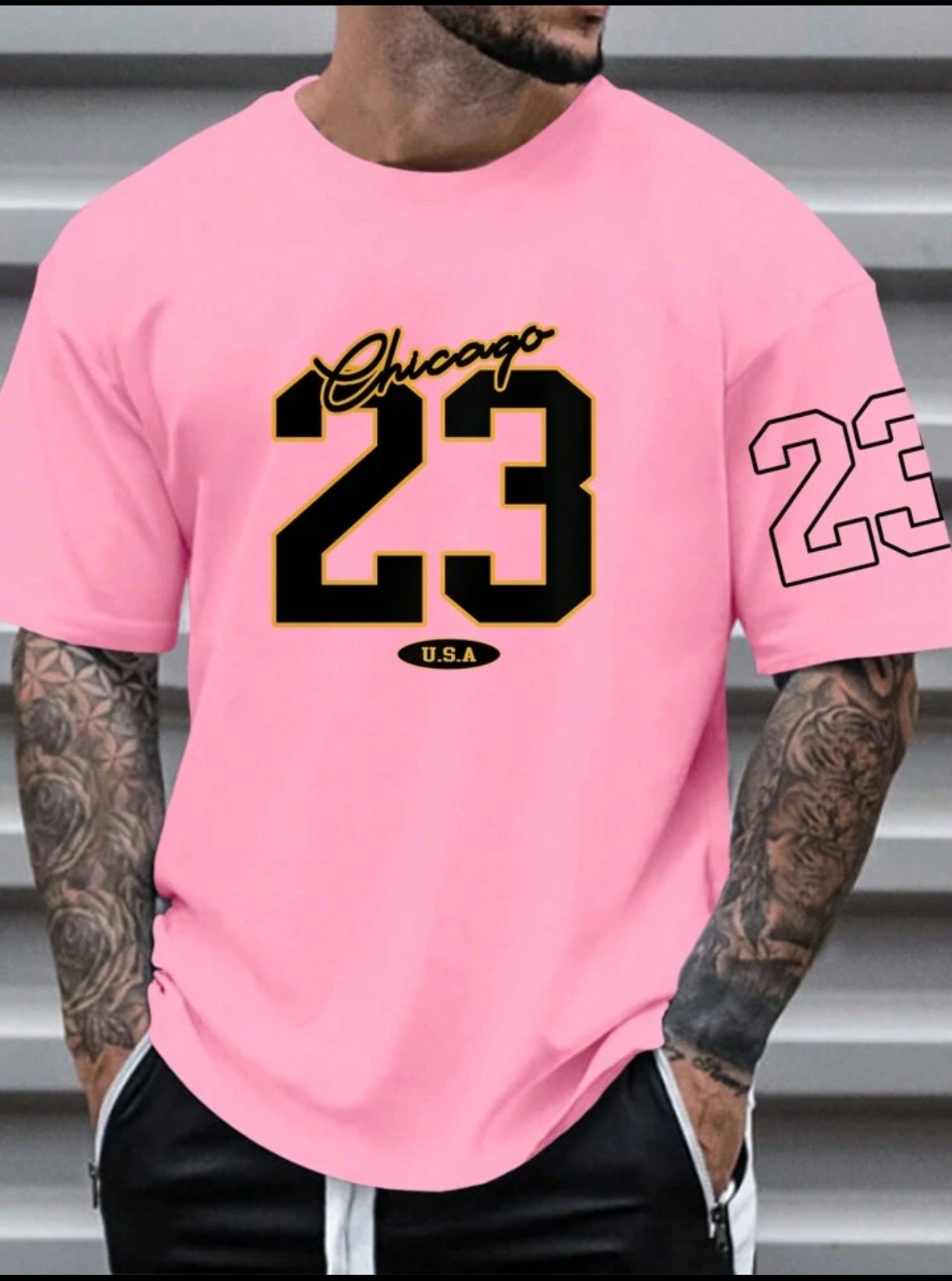 Mens Sticker Printed T-Shirt MMSPS213 - Pink