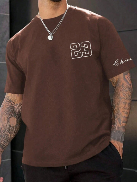 Mens Sticker Printed T-Shirt MMSPS217 - Brown