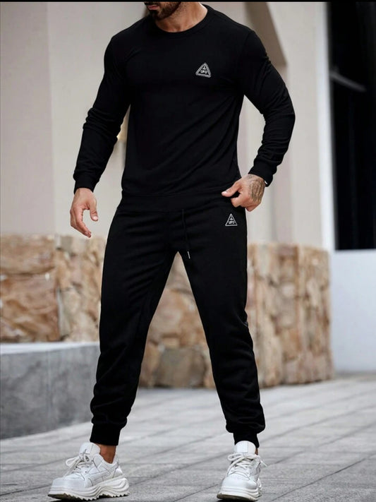 Winter Printed Sweatshirt and Pants Co Ord Set MIRWPCS47 - Black Black