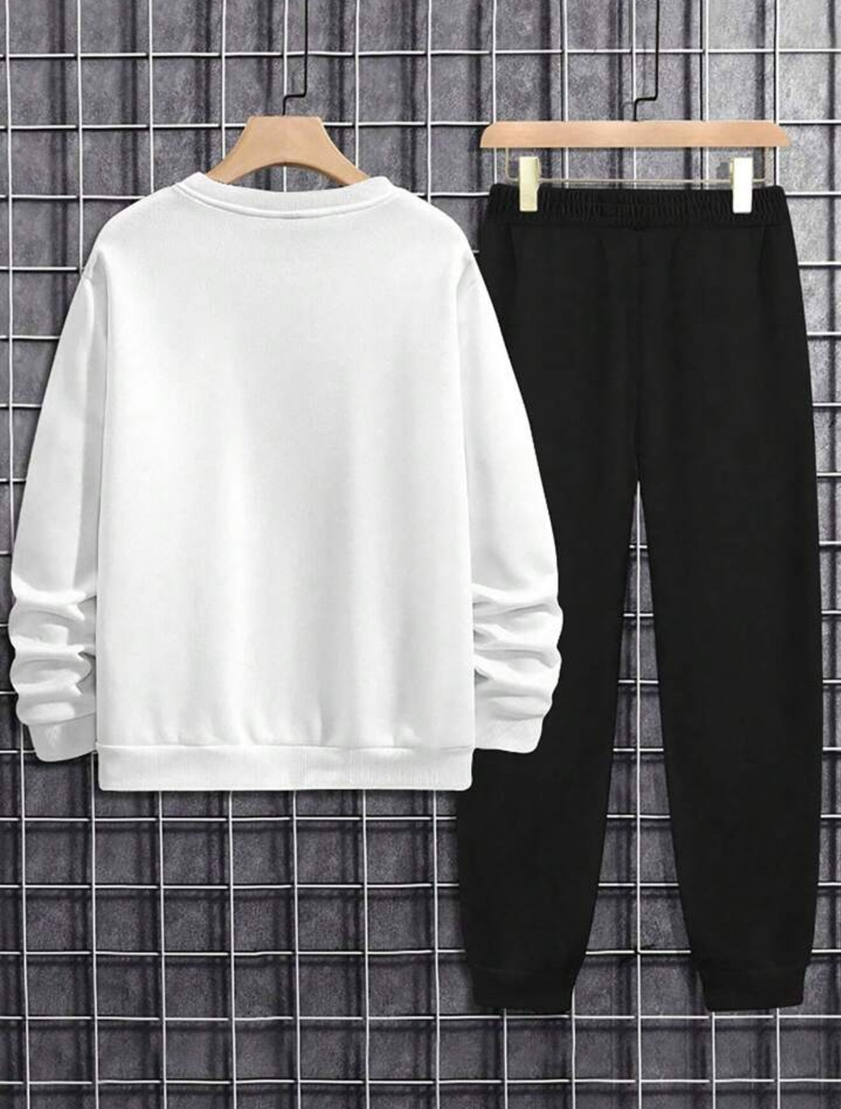 Winter Printed Sweatshirt and Pants Co Ord Set MIRWPCS57 - White Black