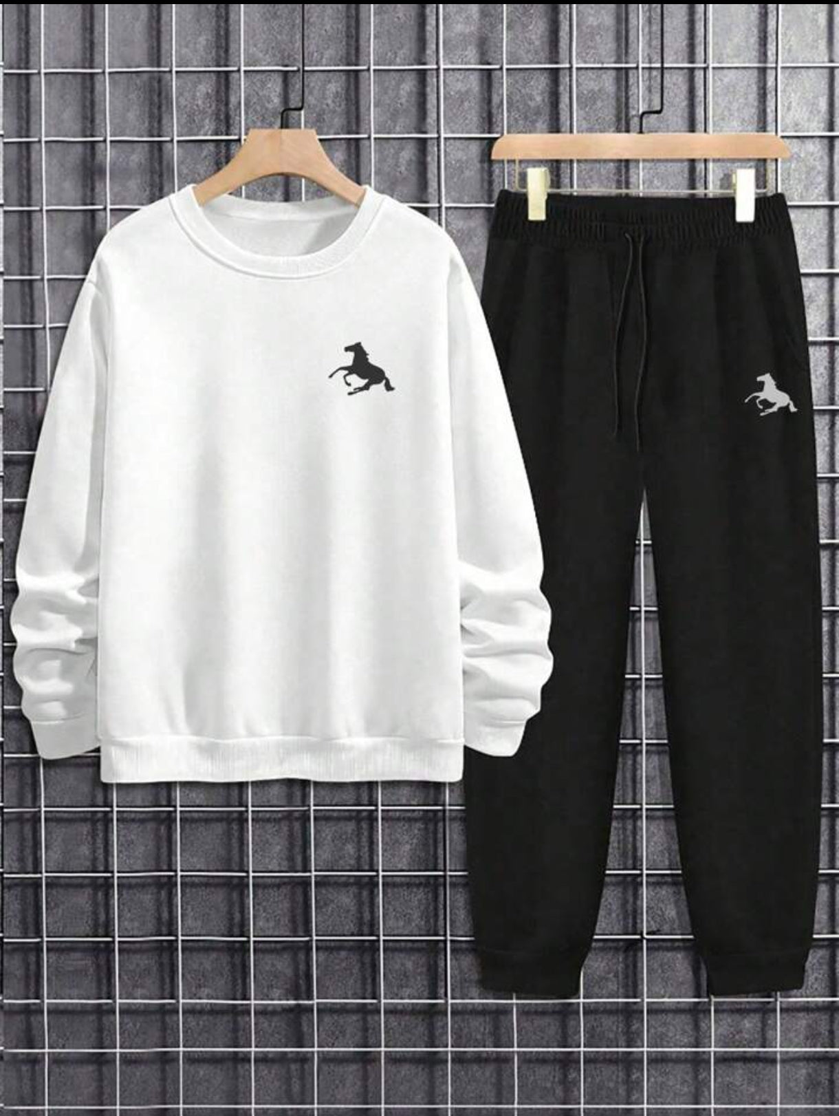 Winter Printed Sweatshirt and Pants Co Ord Set MIRWPCS56 - White Black