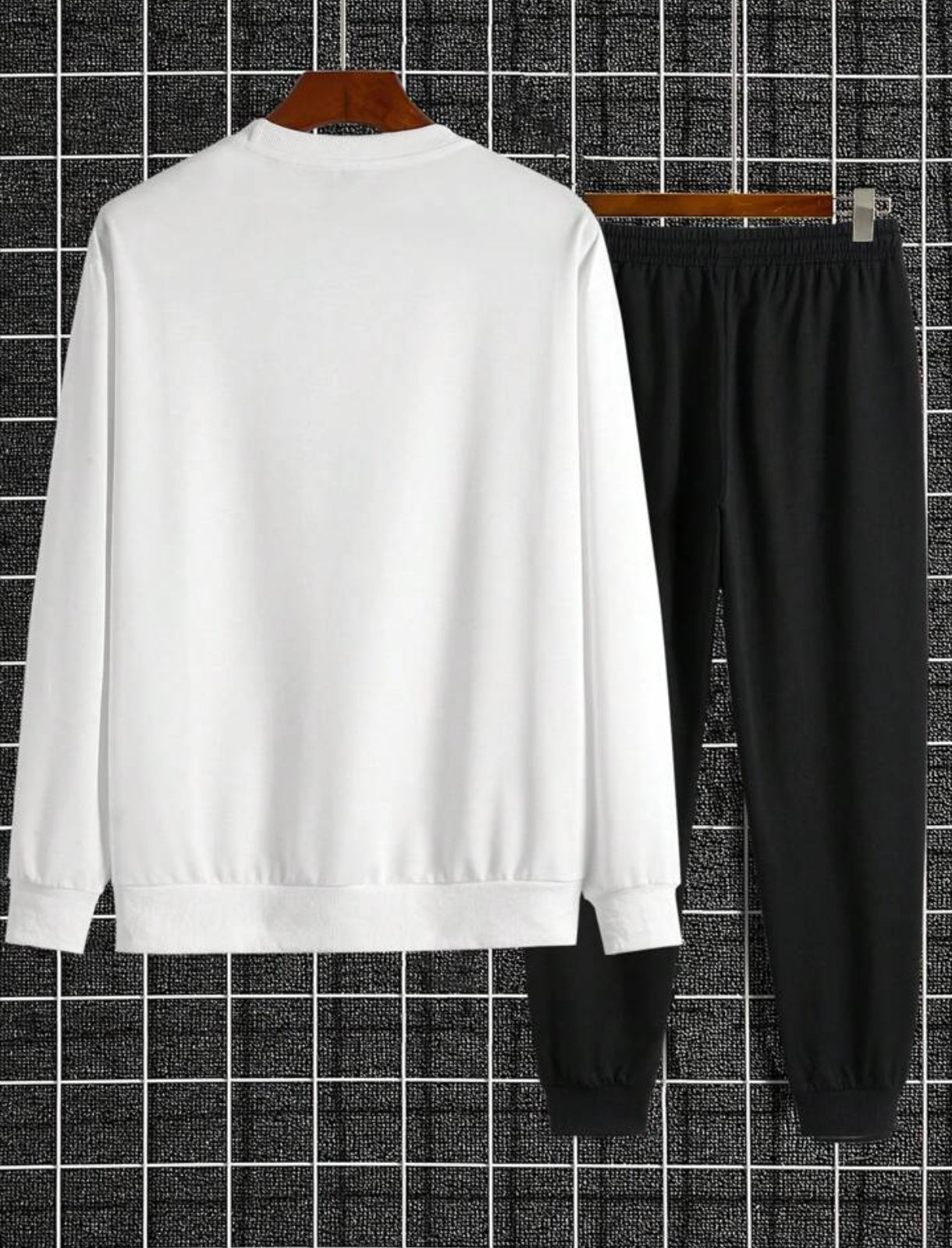 Winter Printed Sweatshirt and Pants Co Ord Set MIRWPCS58 - White Black