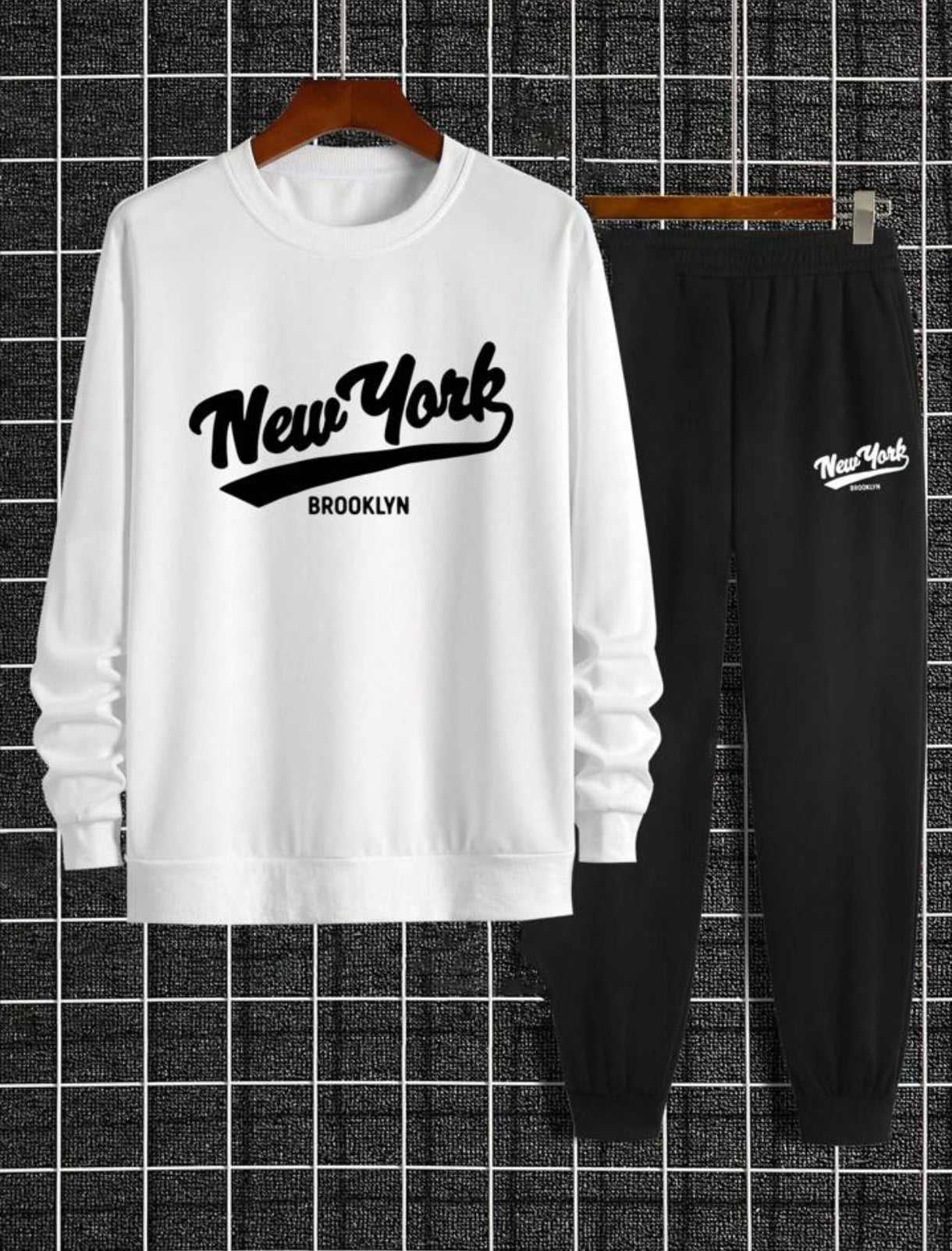 Winter Printed Sweatshirt and Pants Co Ord Set MIRWPCS58 - White Black