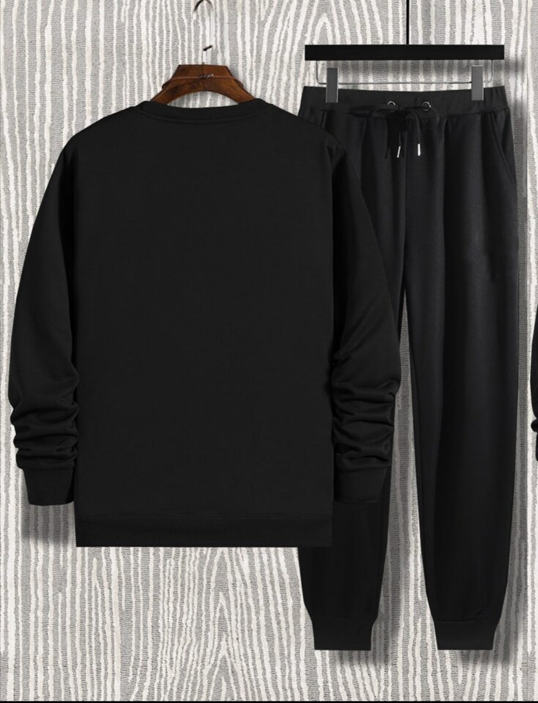 Winter Printed Sweatshirt and Pants Co Ord Set MIRWPCS7 - Black Black