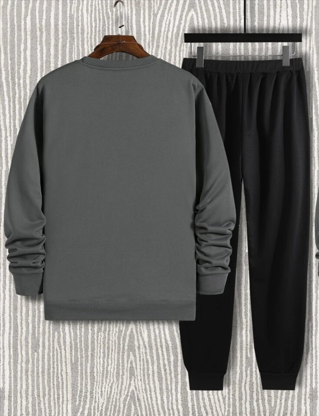 Winter Printed Sweatshirt and Pants Co Ord Set MIRWPCS7 - Charcoal Black