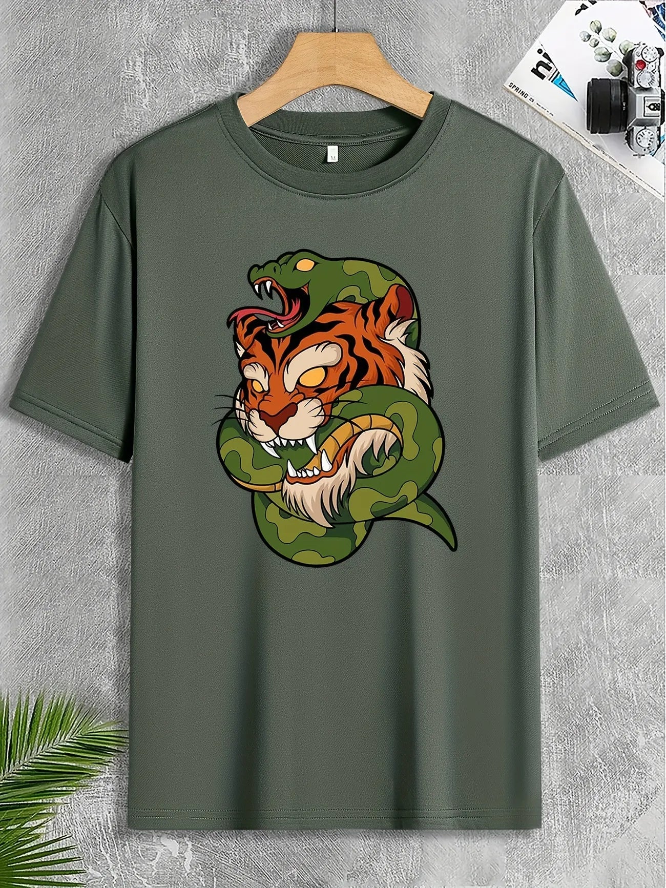 Mens Sticker Printed T-Shirt MMSPS83 - Olive Green