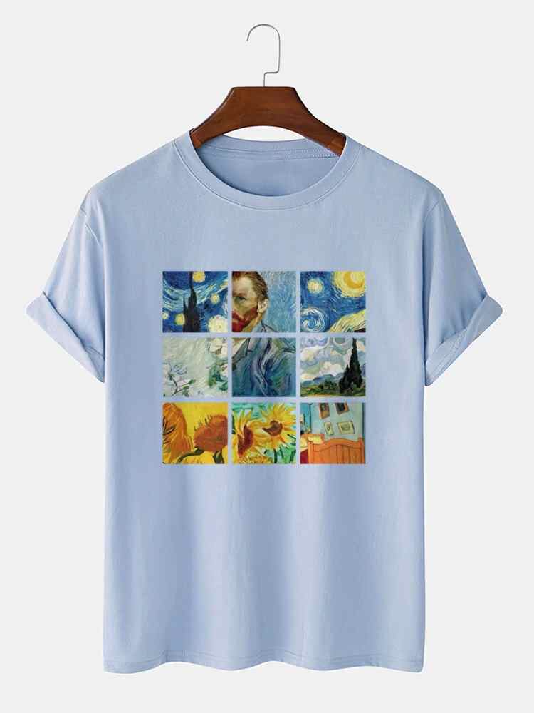 Mens Sticker Printed T-Shirt MMSPS1 - Light Blue