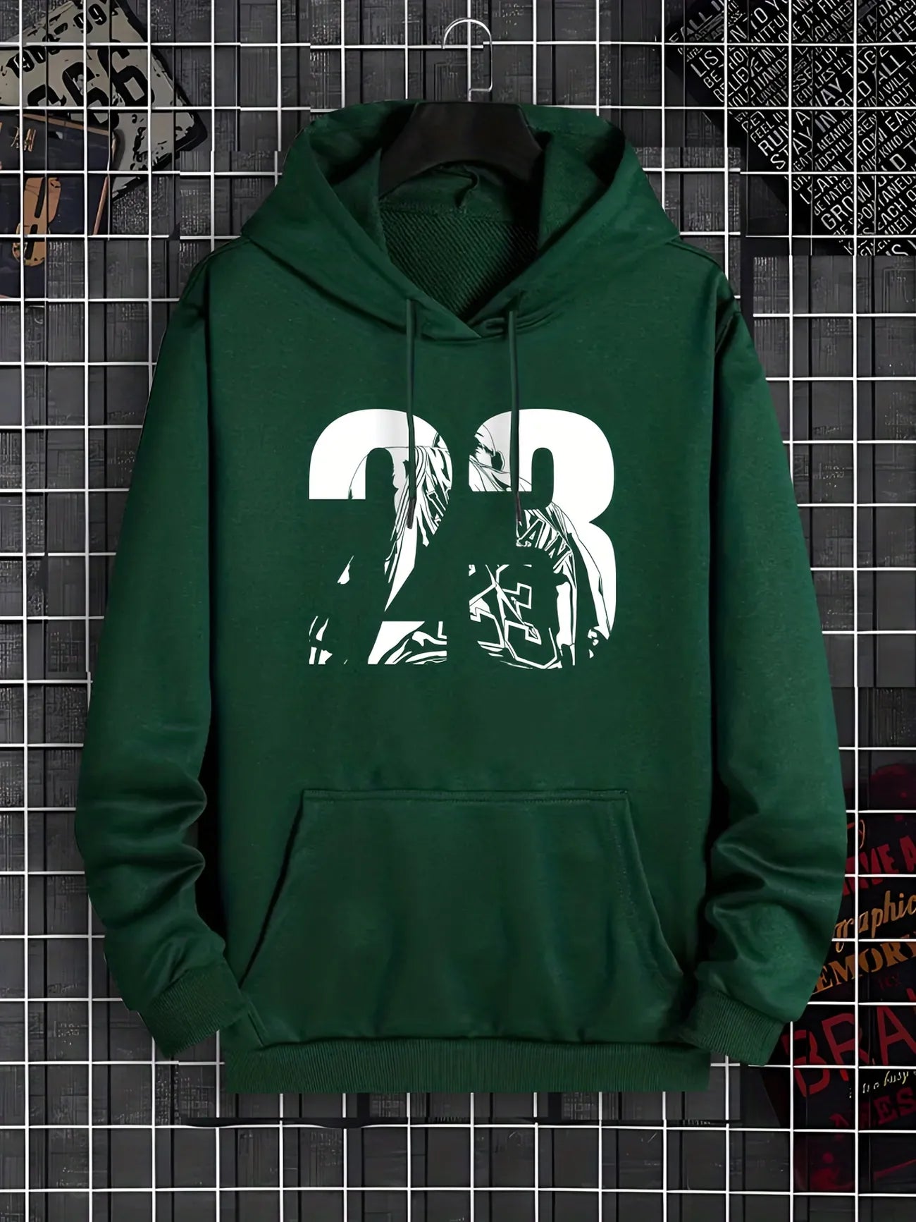 Mens Printed Pullover Kangaroo Hoodie - MIRMPKH8 - Green