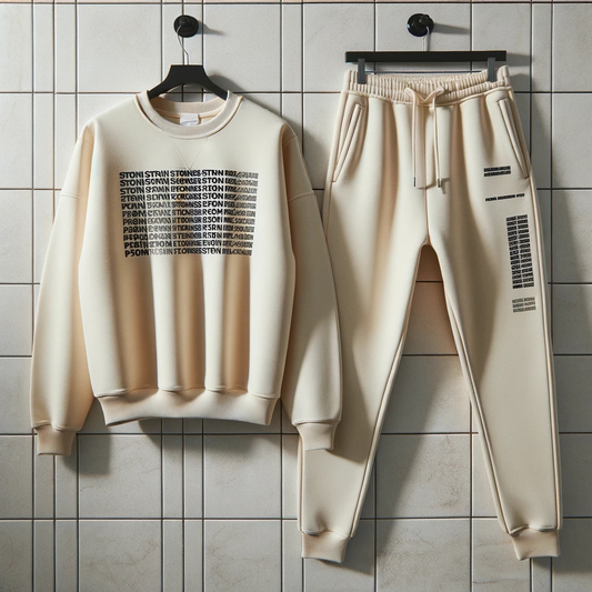 Winter Printed Sweatshirt and Pants Co Ord Set MIRWPCS33 - Cream Cream